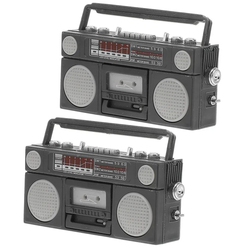 

2Pcs Retro Radio Craft Miniature Plastic Mini House Decor Vintage Tiny Radio Simulation Accessory Desktop Ornament