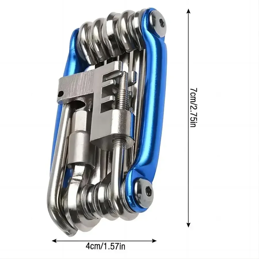 

11-in-1 Bike Tool Mini Multitool Kit - Lightweight Stainless Steel Tool Wrench, Screwdriver, Chain, Hexagon Wheel Spoke