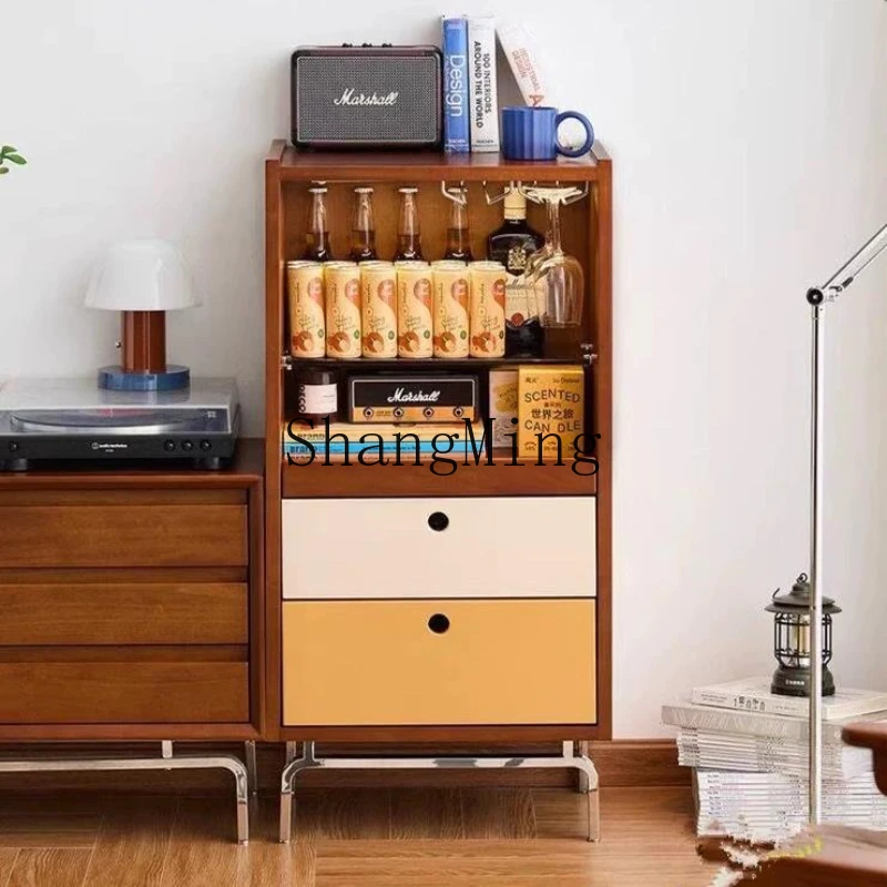 

CL medieval dining side cabinet solid wood modern color matching storage cabinet living room display cabinet