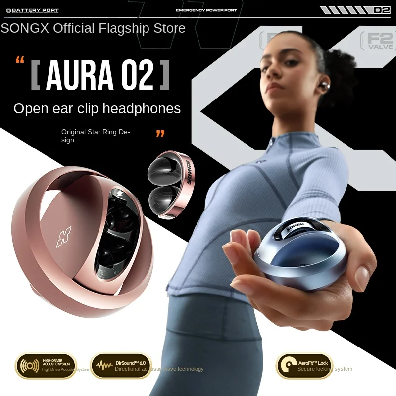 SONGX Cuffie con clip impermeabili Bluetooth wireless con retro aperto - Audio HiFi, multicolore, design elegante e luce di piume per regalare