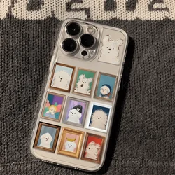 Graffiti Nine-grid Lovely Dog Kawaii For iPhone 16 15 14 13 12 11 Pro XR XS Max 7 8 Plus ShockCoveroof Soft Phone Y2k INS Cover