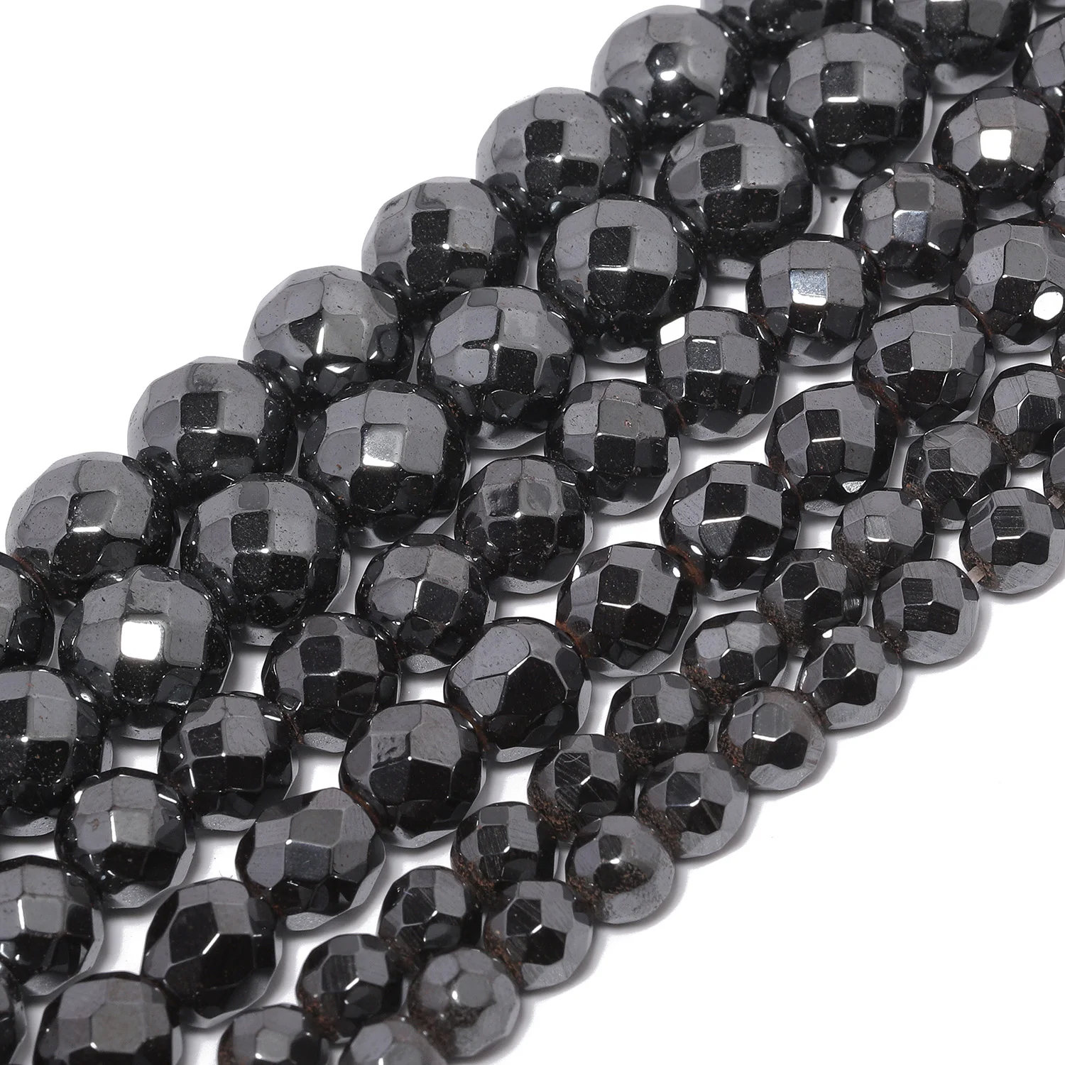 2-10mm Faceted Black Hematite Beads Natural Stone Round Loose Spacer Beads For Jewelry Making Supplies DIY Bracelets Accessories