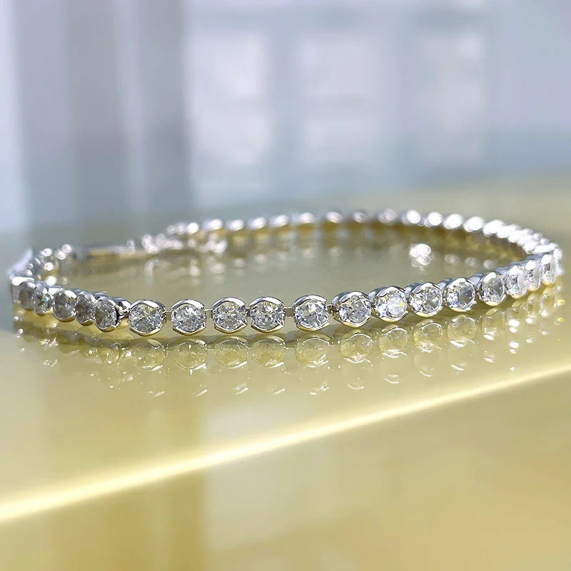 

The new S925 sterling silver full diamond bracelet ins wind 3mm bezel fashion 5A zircon is often direct sale diamond chain