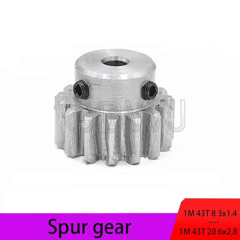 

1PCS 1M Spur Gear Metal Transmission Gear 8-20mm Bore 45# Steel 1M 43 Tooth Pinion Gear Metal Mod 1 Motor Convex Gear