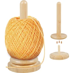 ​Wooden Yarn Holder Rotatable Bamboo Yarn Skein Spinner Smooth Yarn Ball Holder Dispenser Crochet Accessory for Knitting