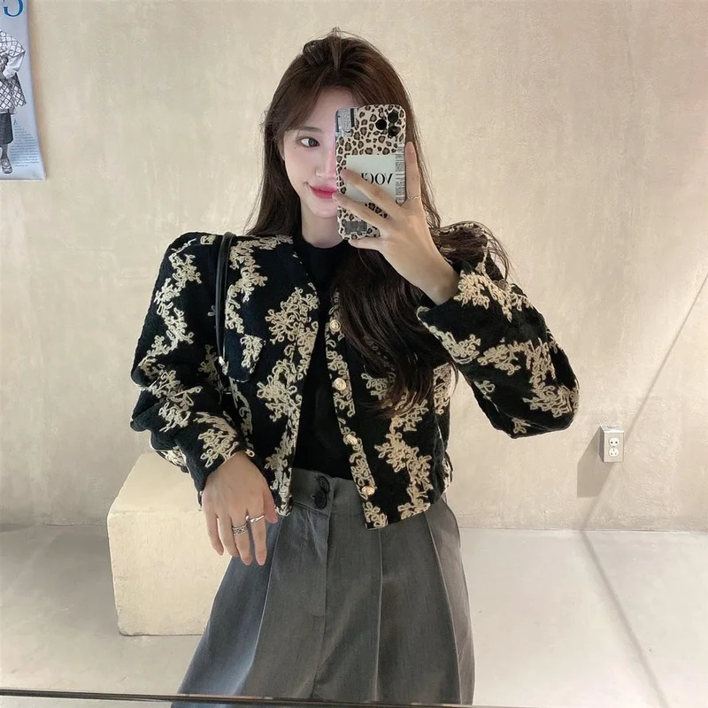 Jackets Women Slim Print Sexy Ladies Coats Cropped All-match Korean Style Trendy Elegant Harajuku Popular College Lovely Cozy