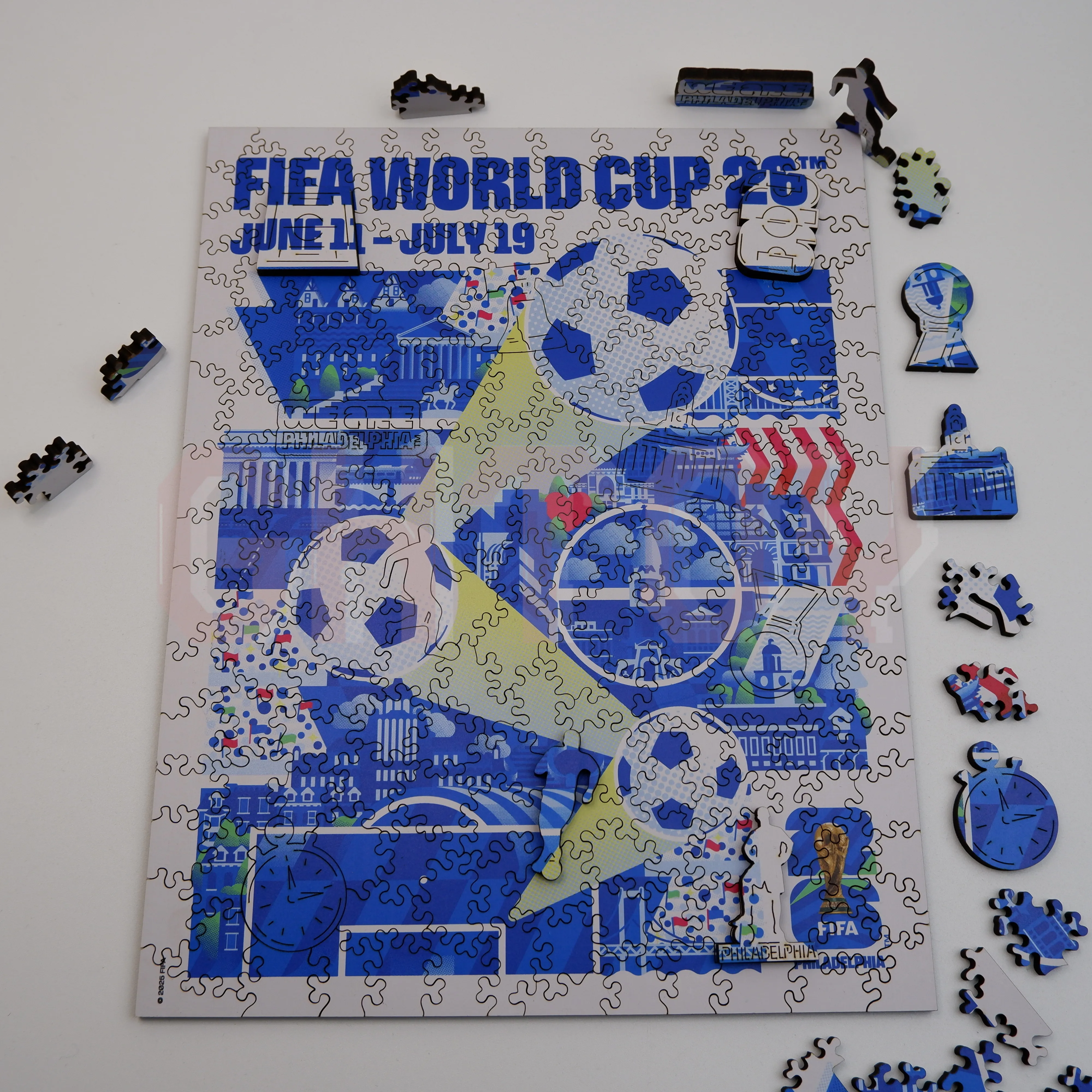 FIFA 2026 Philadelphia City Official Licensed Wooden Jigsaw Puzzle 200 Pieces Unique Shape 5MM Soccer Theme Collectible Gift