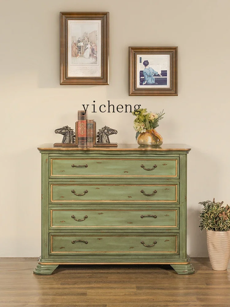 

XL American chest of drawers Solid wood chest of drawers Living room decorative cabinet Bedroom drawer cabinet