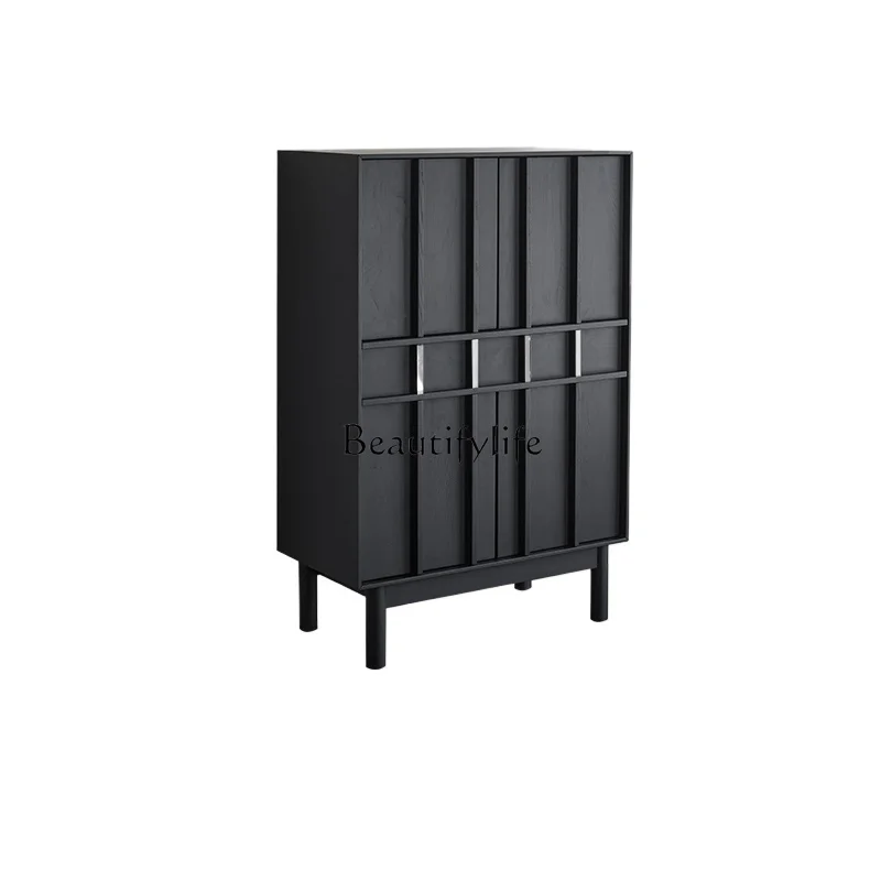 

Light sandalwood living room household solid wood bucket cabinet living room retro wall storage cabinet