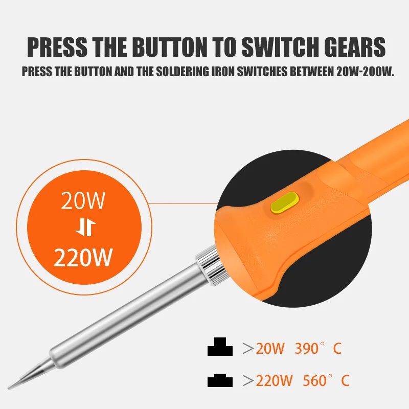 TQ95 Soldering Iron, Energy-saving 20W/200W 2nd Gear Switching, Fast Heat Transfer Antioxidant lead-free Solder Iron Tip