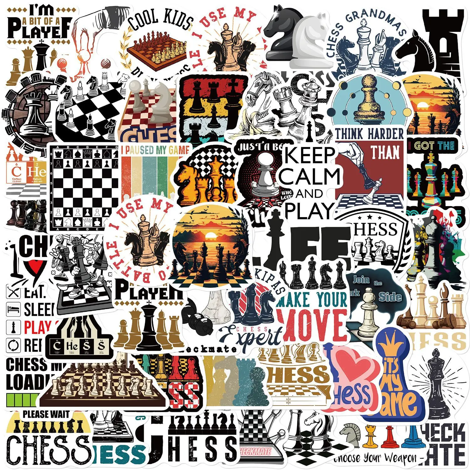 

50PCS Chess Stickers Graffiti Stickers DIY Diary Phone Case Handmade Scrapbook Aesthetic Stickers