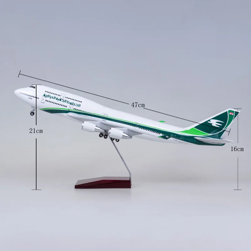 Airways-Avión de resina con luz y ruedas, modelo de avión fundido a presión, colección de juguetes para fanáticos, escala 1/150, 747