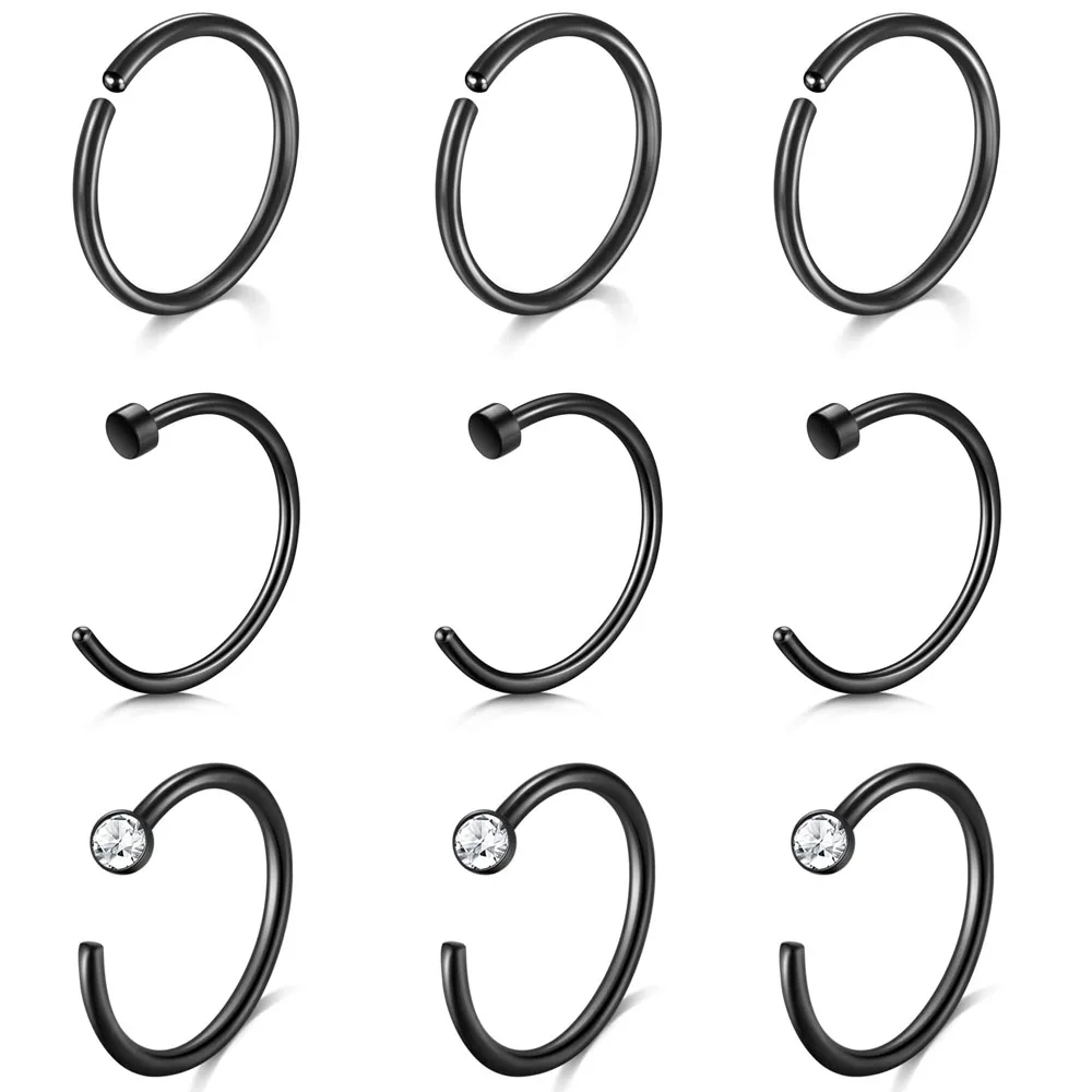 1PCS Nose Rings Stainless Steel Hoops Half Double Helix Earring Small for Cartilage Tragus 20g For Woman and Man 8mm/10mm