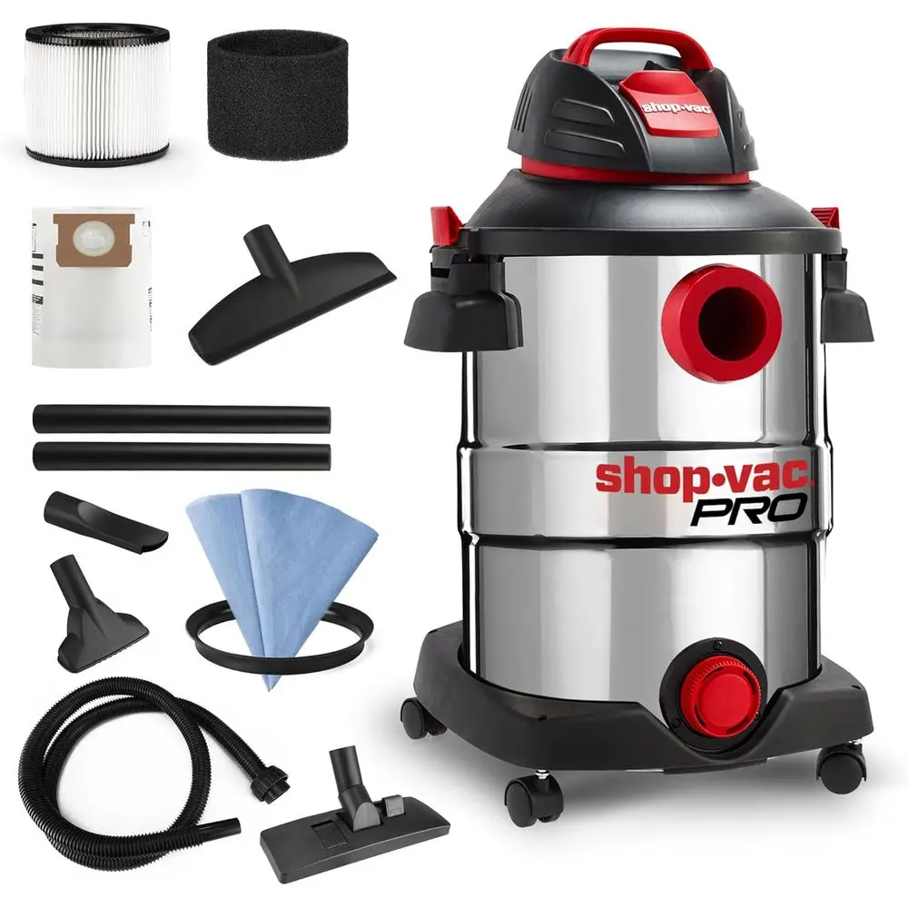 

12 галлонов, 6,0 пиковая пылесос HP для влажной/сухой уборки, резервуар из нержавеющей стали, портативный магазинный пылесос 3 в 1 с насадками, сливным портом, I