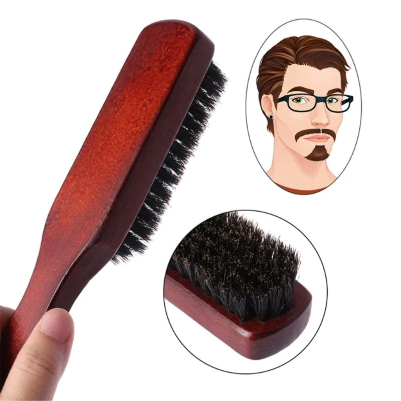 

Black Comb Hair Teasing Brush Wooden Handle Hairdressing Comb Natural Boar Bristle Hair Combing Brush Slim Line Styling Comb