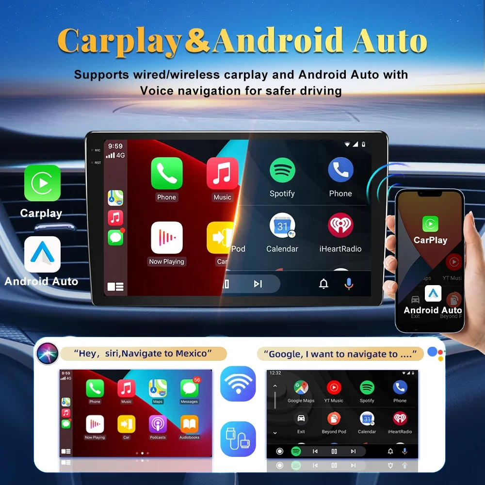 Universal 2Din Auto Stereo 9 Inch QLED Screen Navigation Gps Carplay Multimedia Android Car Video Player Radio Audio System view 3