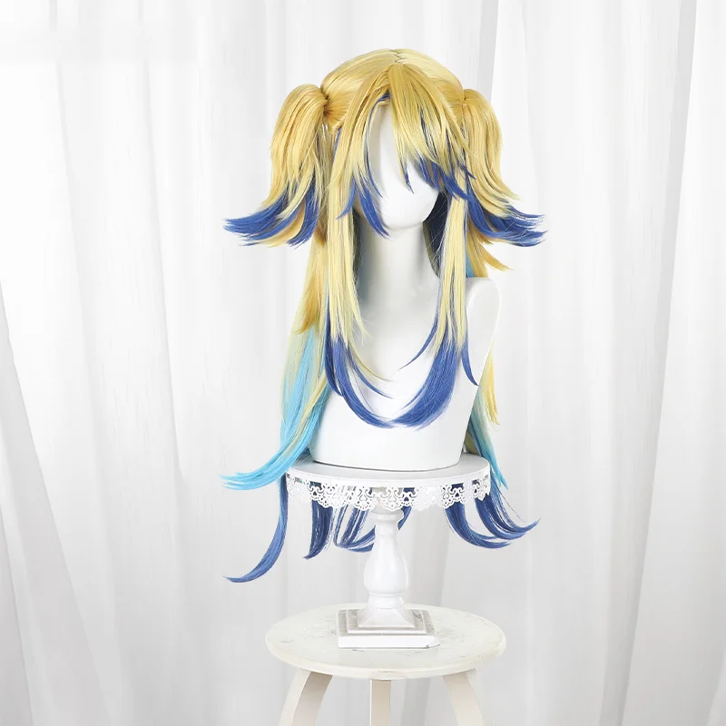 أنيمي جميلة ديربي Obey ماسترك شعر مستعار تأثيري شقراء والأزرق التدرج أنيمي شخصية الشعر لحفلة Comicon الكبار النساء الرجال #3