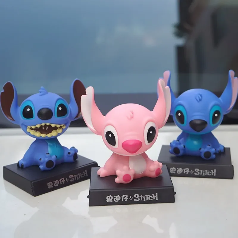 Lilo & Stitch Animation Peripheral Cartoon Car Ornaments Bobblehead Doll Cute Car Interior Car Supplies Dolls Children's Gifts