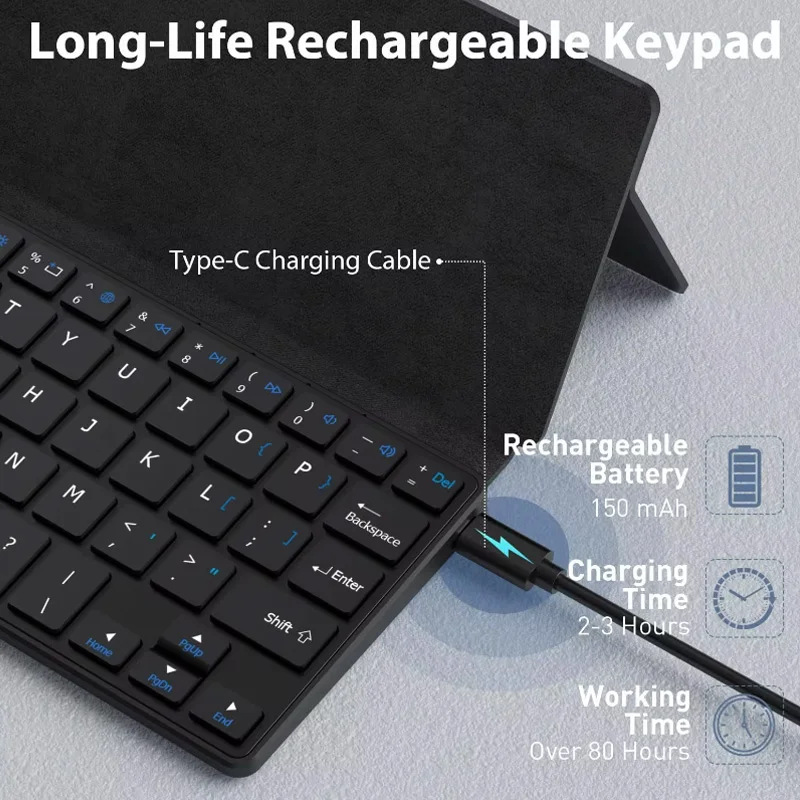 Mini Foldable Bluetooth Keyboard Portable Wireless Keyboard Ultra-Slim Travel Folding Keyboard for iPhone iPad Mac Android