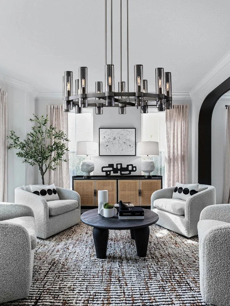 Messing Rauchgrau Klarglas Luxus Kronleuchter Home Decor Wohnzimmer Hotel Dekoration Shop Klassische Hängelampe Runde Lamparas