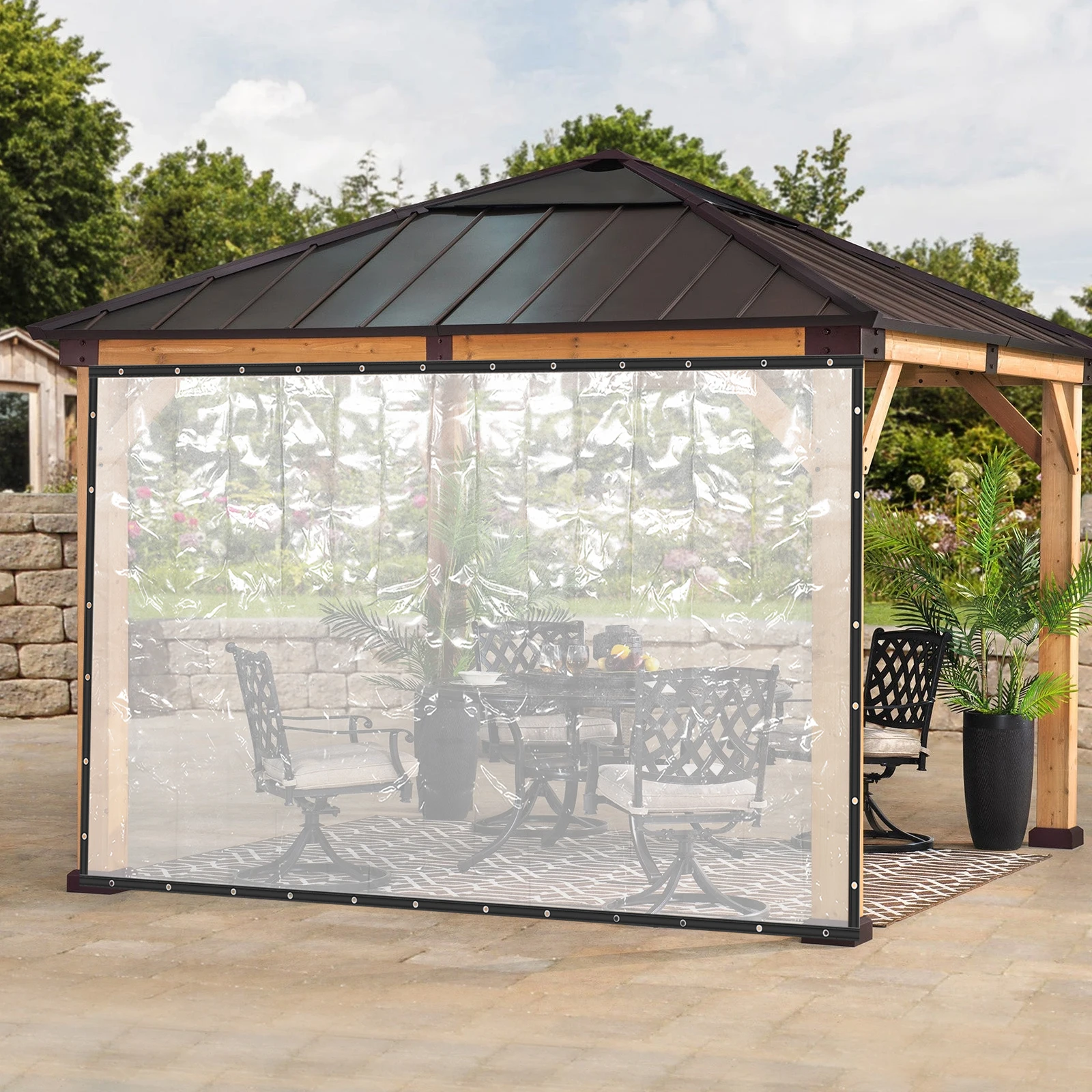 

8*20FT Waterproof Clear Awning, Commercial Grade PVC Clear Insulation Foldable Awning Canopy Patio Enclosure, for Porch Screens