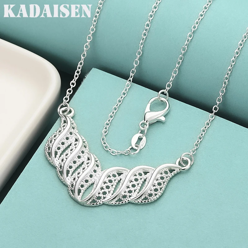 

925 Sterling Silver Necklace For Women Jewelry 18 Inches Beautiful Elegant Flowers Pendant Fashion Christmas Gifts Wedding Party
