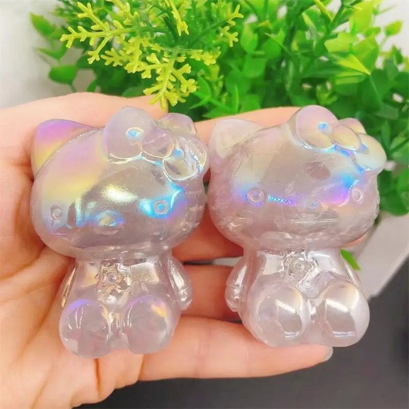 

6CM Natural Aura Quartz Cartoon Carving Reiki Healing Fengshui Stone Gift Home office Decoration giftd 1PCS