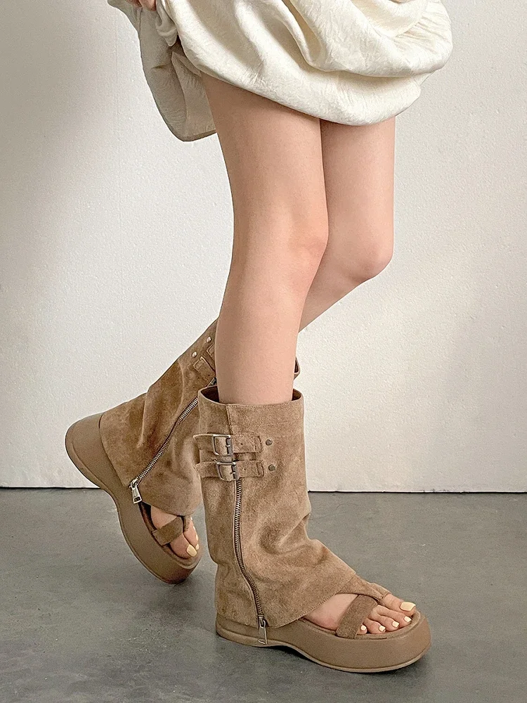 

Two toed thick soled sandals for women 2025 new summer hot girl western leg cool boots