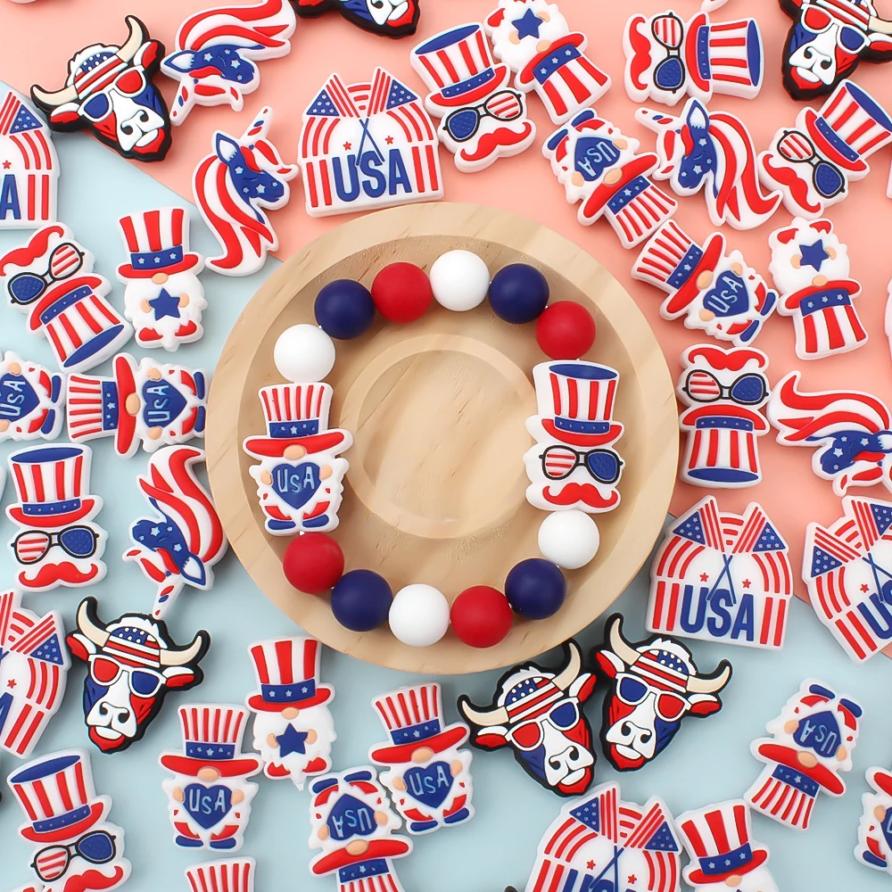 5/10Pcs Baby Silicone Beads Festive Day Focal Beads For Jewelry Making DIY KeyChain Necklaces Food Grade Accessories Gifts