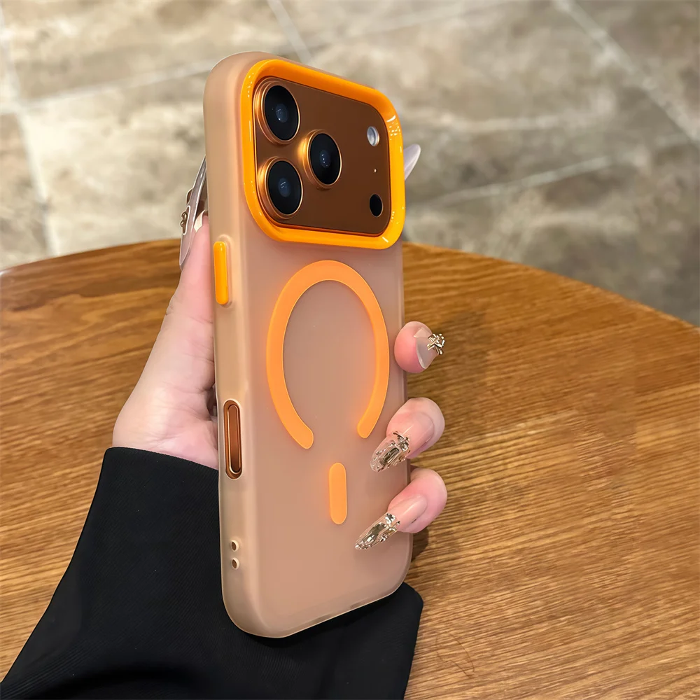 Funda magnética mate de doble capa para teléfono Mgasafe, funda de Color caramelo para iPhone 17 Air 16 15 14 13 12 11 Pro Max Plus