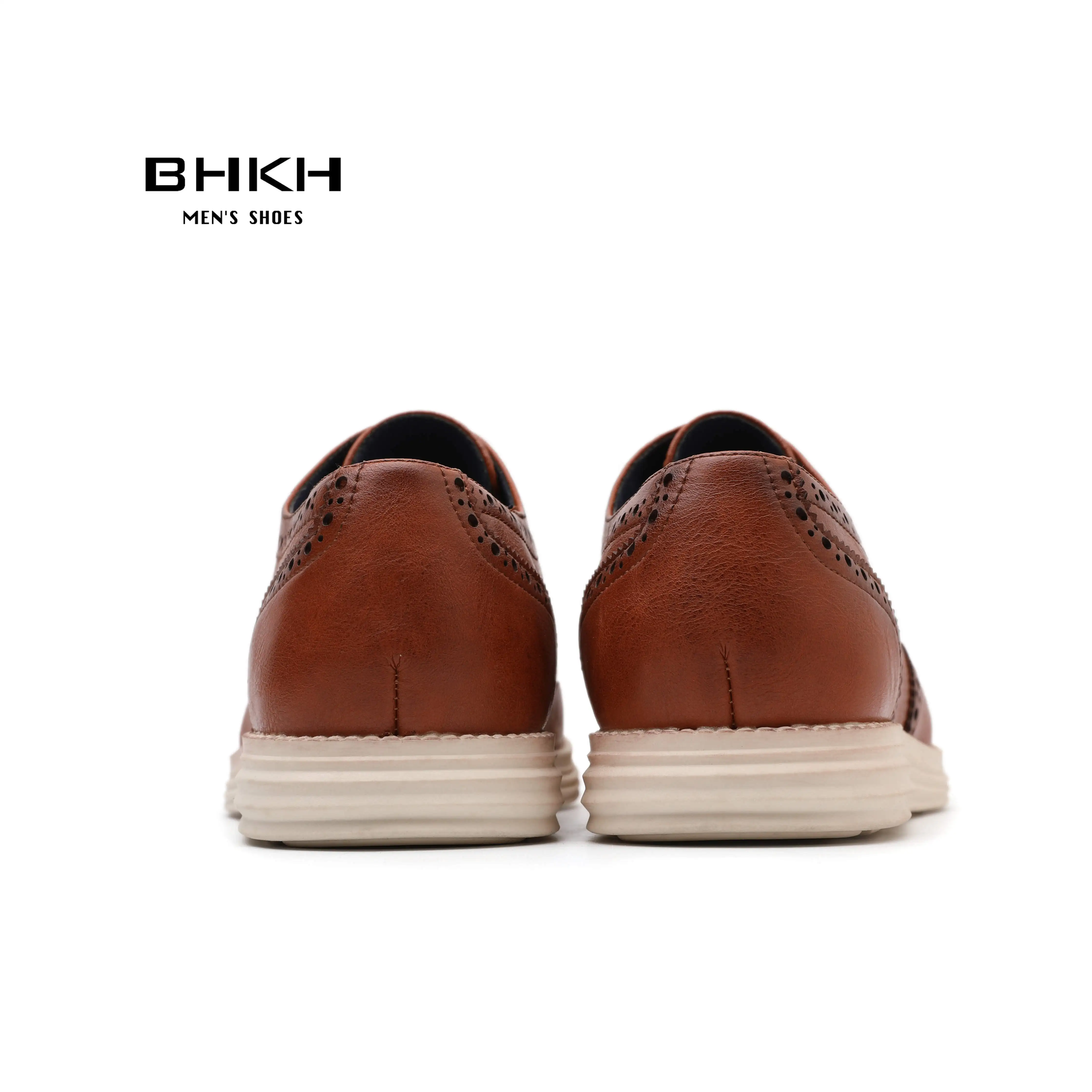 BHKH-Chaussures provoqué en cuir véritable pour hommes, chaussures décontractées à lacets, chaussures d\'affaires intelligentes, chaussures de