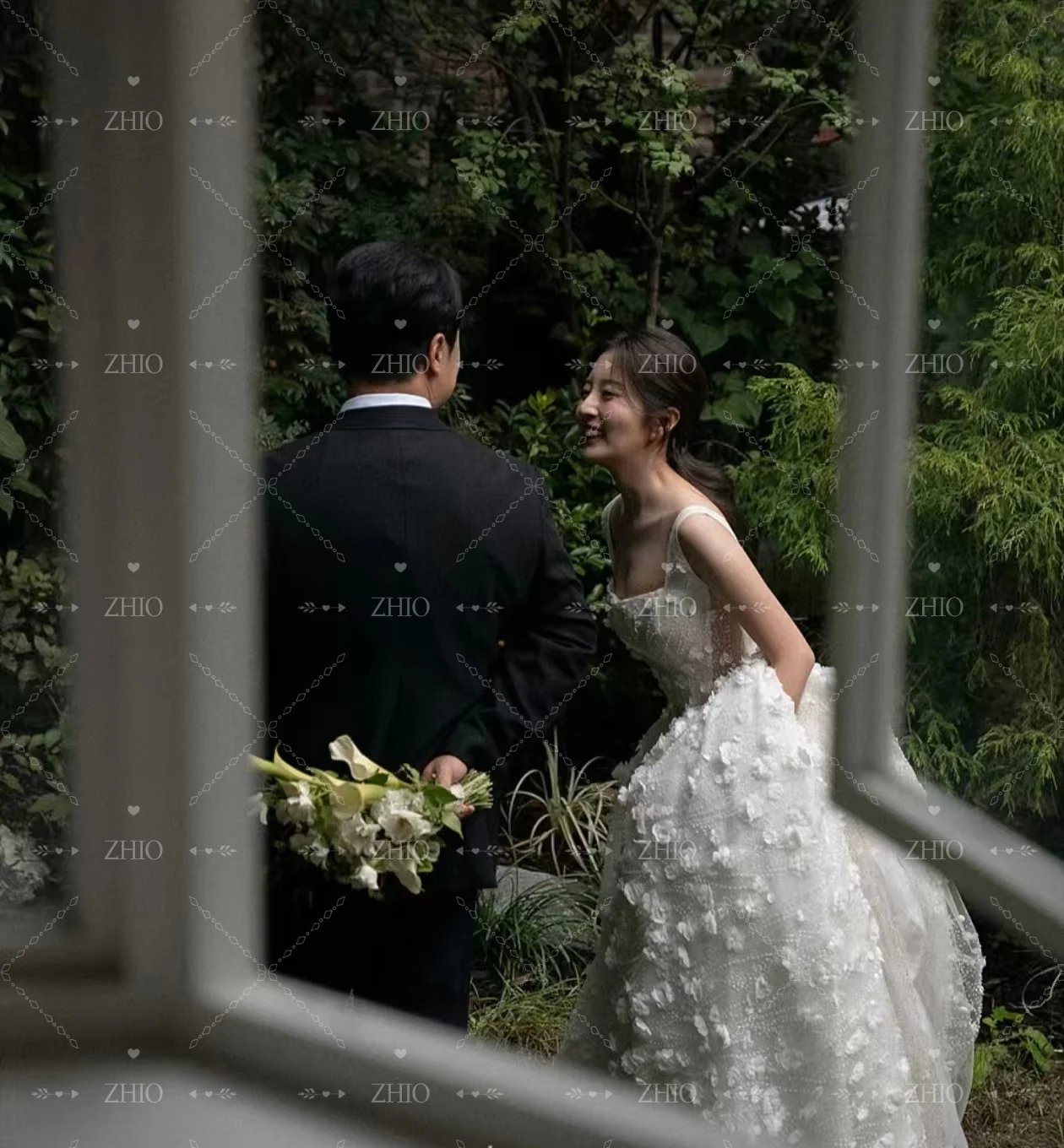 ZHIO فستان زفاف رائع مزين بالزهور أشرطة سباغيتي سويب تراين كوريا صورة تبادل لاطلاق النار فستان استقبال الزفاف Cutsom  ওয়েডিংдres 2026
