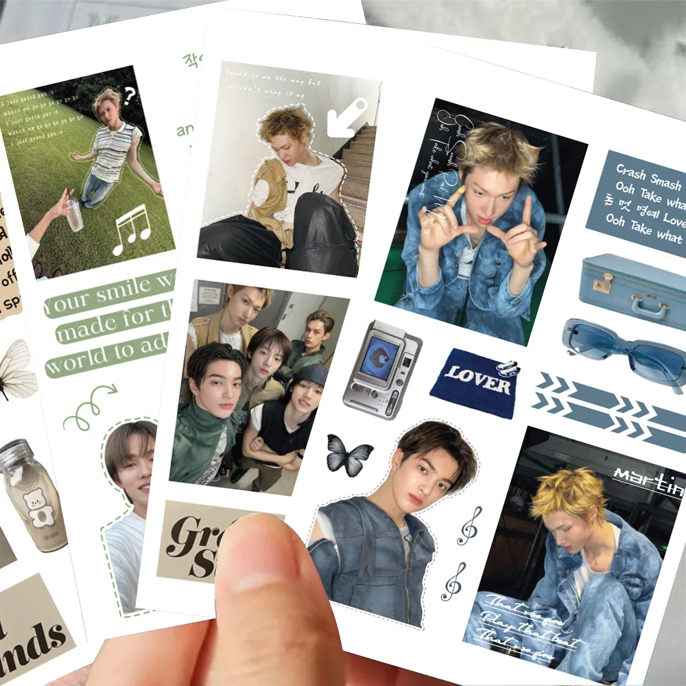 KPOP 8 قطع من ملصقات الأفلام المقطوعة من Cortis ذات قيمة جمالية عالية، مادة مجمعة محيطية للرجال من مجموعة Kpop، مقاومة للماء