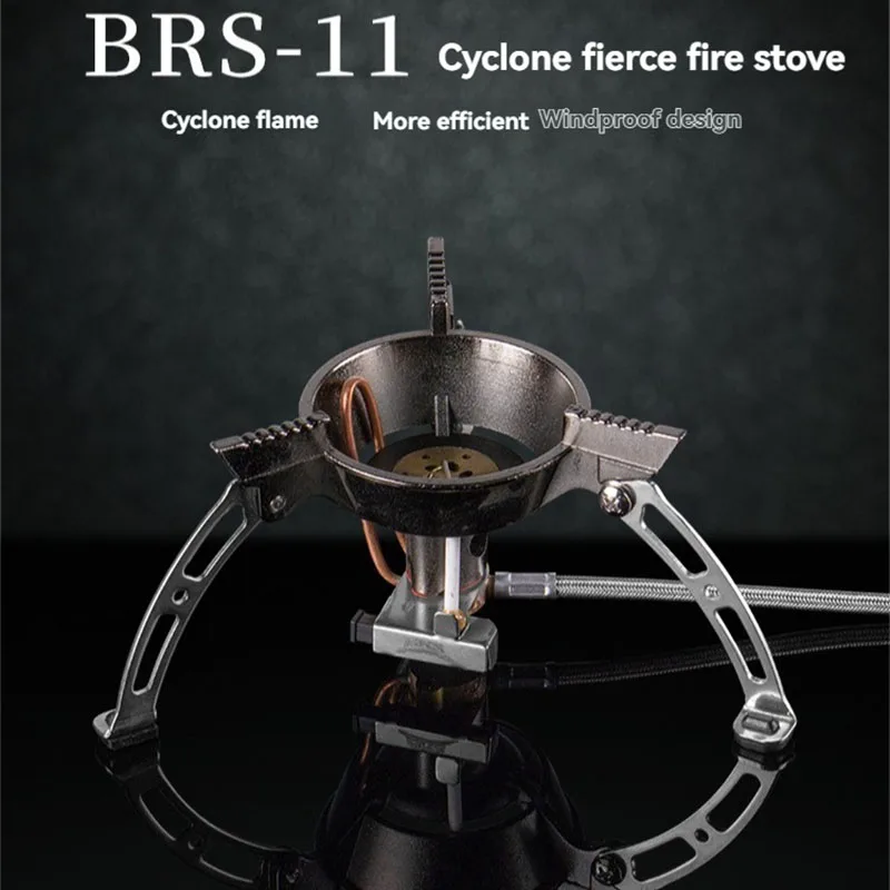 BRS-11 Camping Whirlwind Gas Stove Outdoor Windproof Tourist Picnic Burner 3240W Rotating Flame Burners Folding Outdoor Furnace