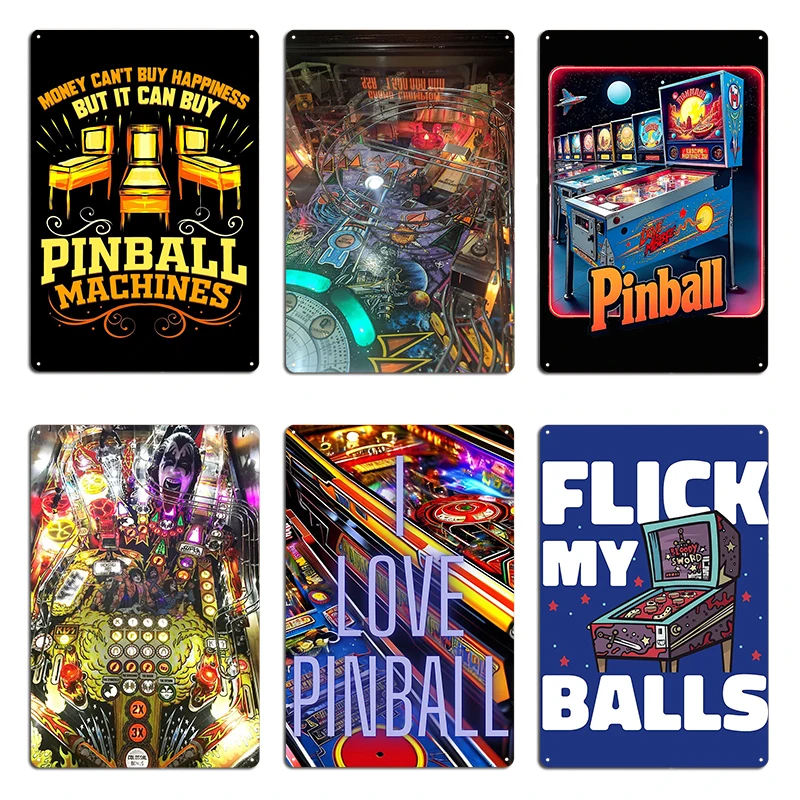 Vintage Pinball Macine Metal Sign Wall Pub Club Bar Custom Plaques Pinball Arcade Gaming Machine Tin Sign Poster