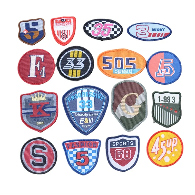 100pcs/lot Round Fashion Embroidery Patch Crown Shield Label Letter Clothing Decoration Strange Things Accessory Craft Applique