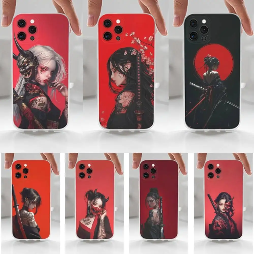 

Japanese Art Geisha Phone Case For iPhone 16,15,14,13,12,11 Plus,Pro,Max,XR,XS,X,7,8 Plus,SE,Mini,Transparent,Silicone Case
