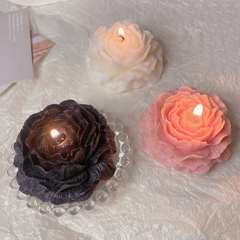 Colorful Peony Couple Low Temperature Candle Valentine\'s Day Atmosphere Candle 3D Wedding Romantic Adult Decoration Candle