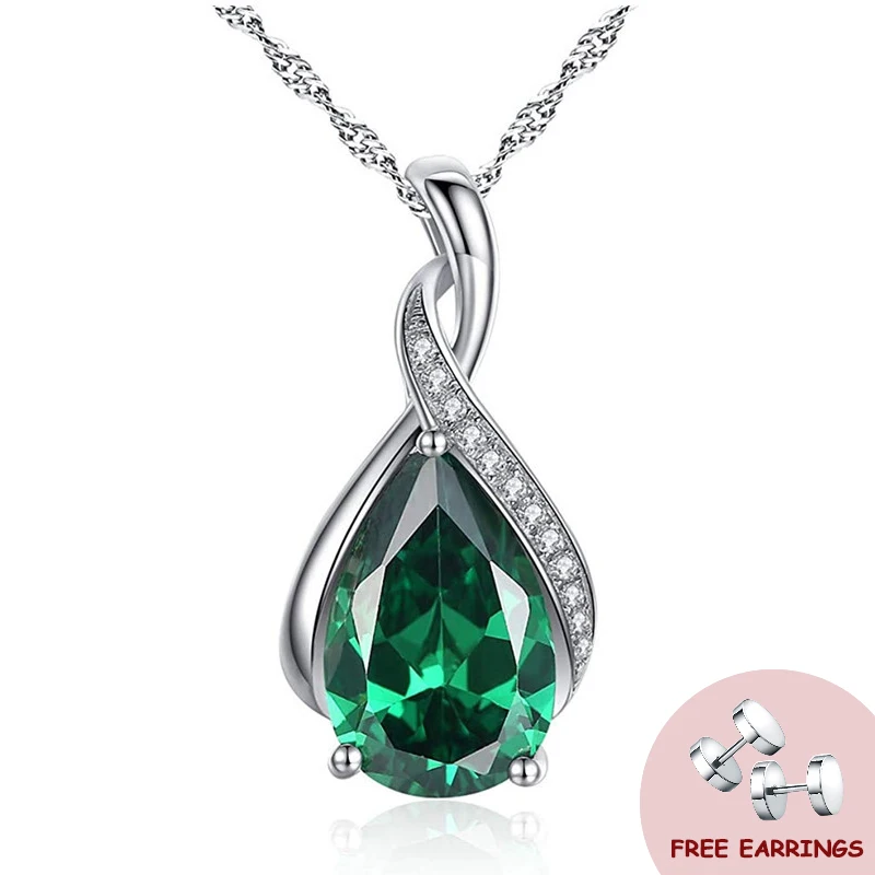 New Fashion 925 Silver Jewelry Necklace with Zircon Gemstone Water Drop Shape Pendant Accessories for Women Wedding Party Gifts