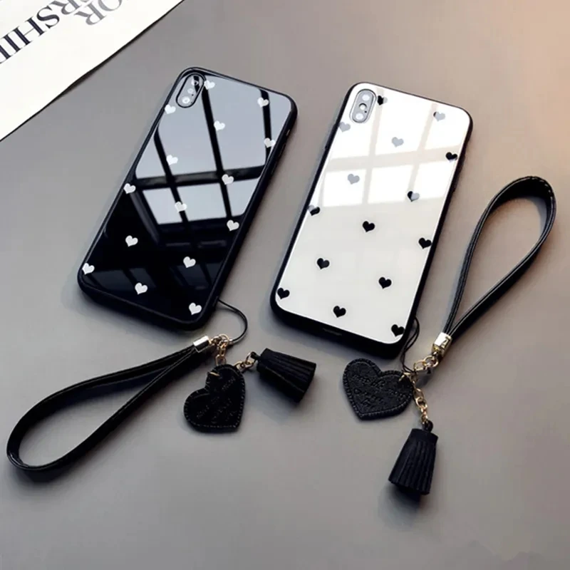 Glass Case For Xiaomi POCO X3 C40 M3 M5 M4 X4 X5 F5 C55 C51 Pro F3 GT NFC 5G Fashion Love Heart Hard Phone Cover Coque