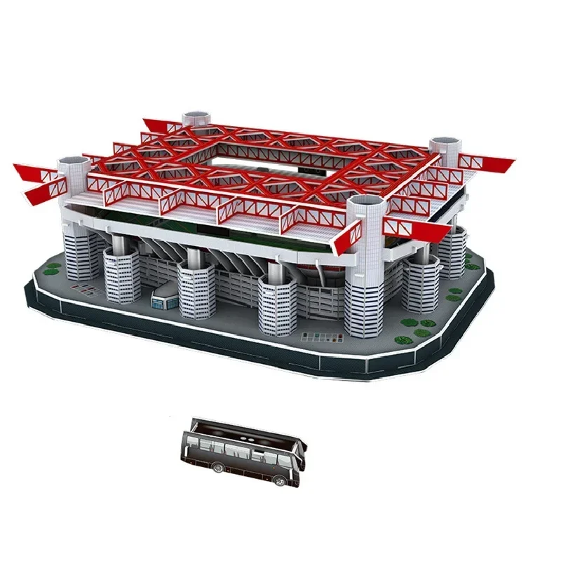 [Funny] 193Pcs/set Stadio Giuseppe Meazza RU Competition Football Game Stadiums building model toy kids child gift original box