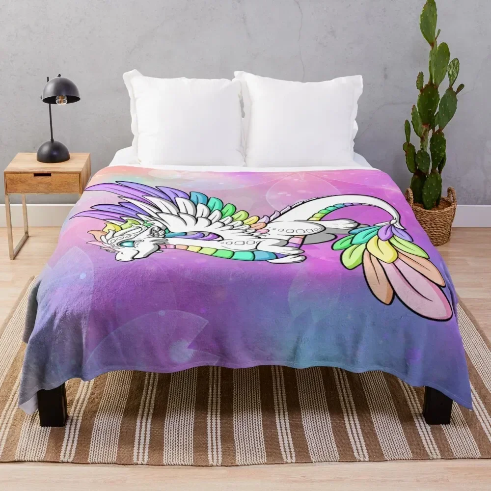 

White Rainbow Dragon Throw Blanket Modern Design Soft Blanket for Home Decor