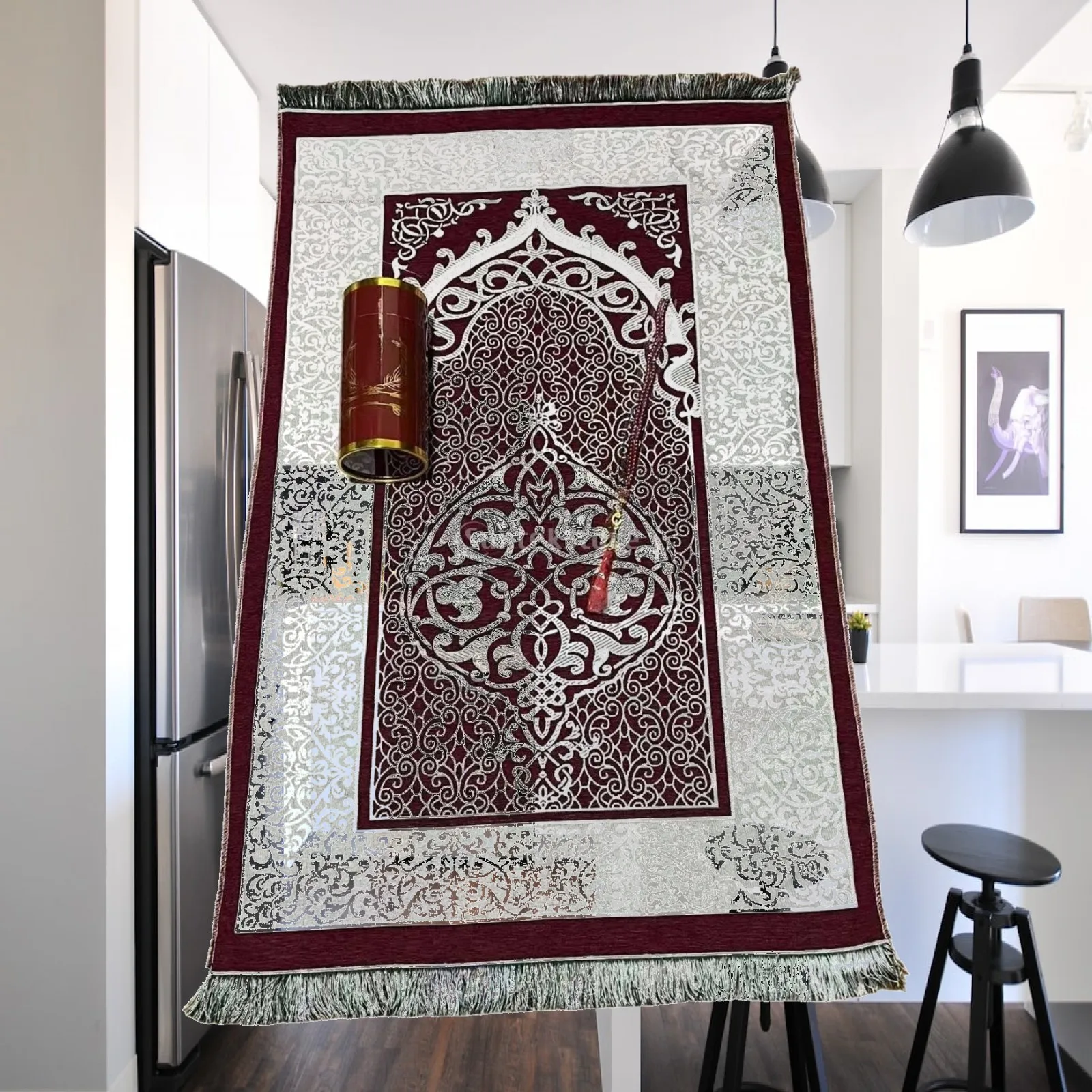 Roll Up Portable Islamic Prayer Rug with Storage Case Foldable Muslim Prayer Mat for Students and Travelers
