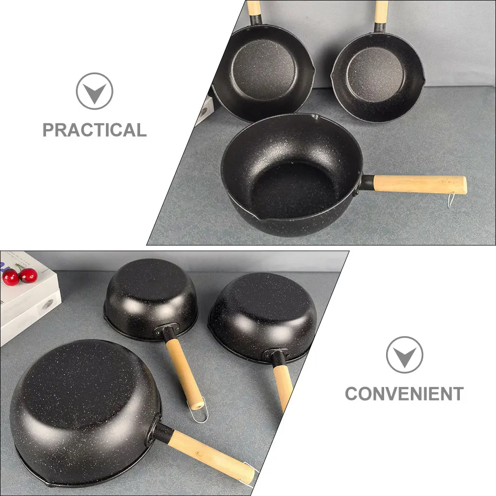 Sturdy Nonstick Saucepan With Wooden Handle Heat Resistant Cooking Pot For Soup Noodles Milk Stew Stovetop Use Kitchen Cookware