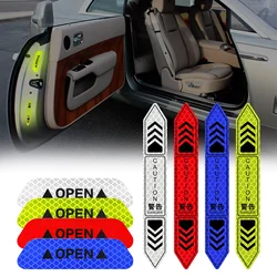 4PCS Reflective Car Door Sticker Safety Opening Warning Reflector Tape Decal Car Accessories Exterior Interior Reflector Sticker