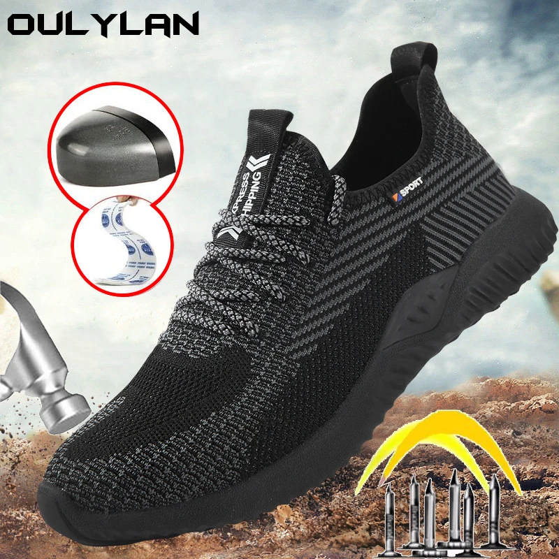 

Мужская защитная обувь, удобная дышащая, небьющаяся, противоскользящая, устойчивая к истиранию, мягкая подошва, уличная рабочая обувь