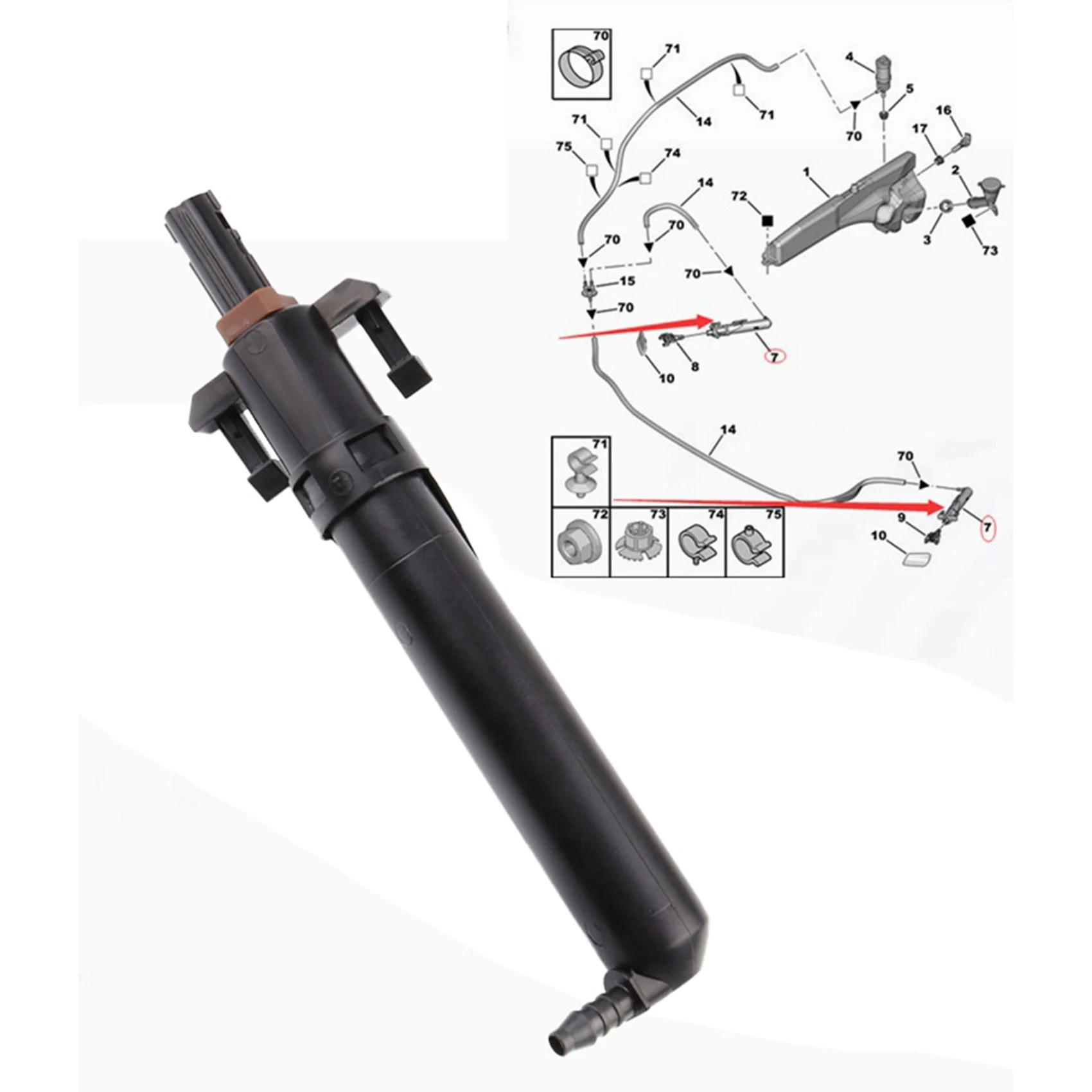 4X 6438P1 Nozzle Support For 307 207 607 Citroen C4 C5 Headlight Washer Spray Nozzle Bracket Telescopic Pump