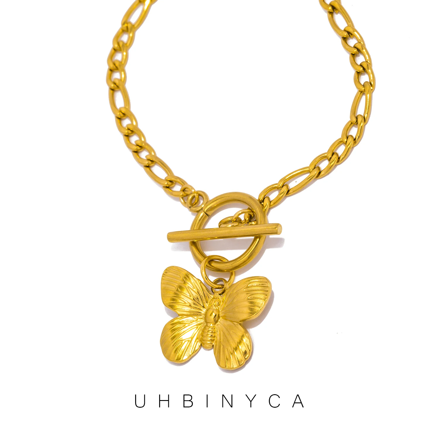Nowy naszyjnik z motylem ze stali nierdzewnej Moda Wodoodporny metalowy codzienny złoty kolor Modna biżuteria dla kobiet Prezent