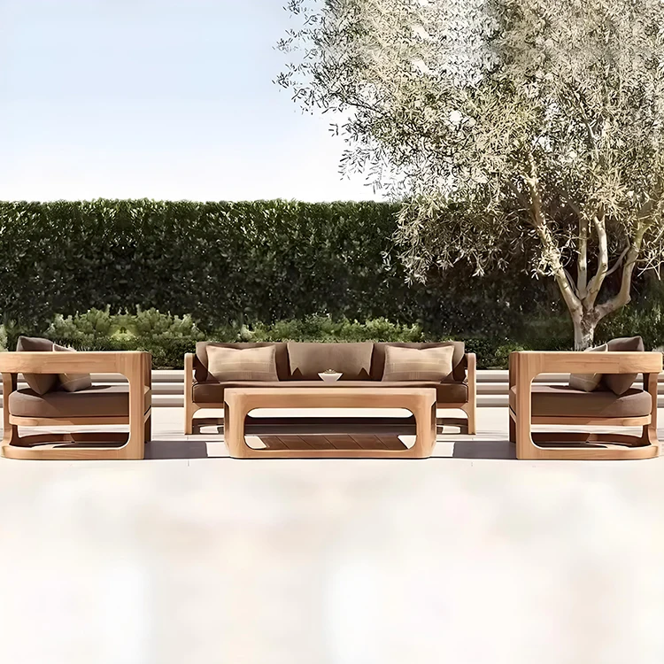 

# Luxury Design Sofa Modern Outdoor Furniture Couch Potio Solid Wood Sectional Teak Garden Sofa Sets