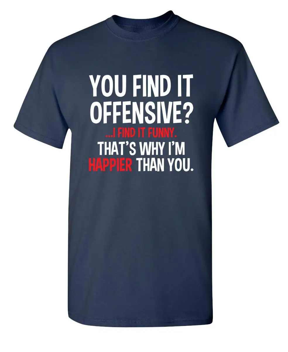 Men Loose Cotton T Shirt You Find It Offensive I Find It Funny Sarcastic Quote Print Short Sleeve Casual Daily Street Tops